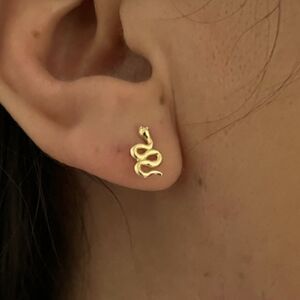 14k real gold snake earrings , stud earrings perfect gift
